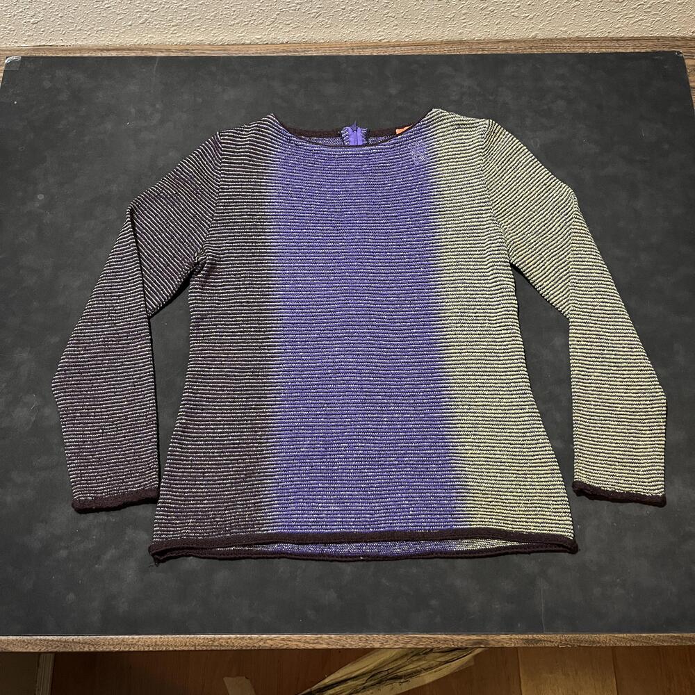 Missoni Sweater Wool Mohair Womens Small Multicolor Ombre Stripe Knit Made Italy